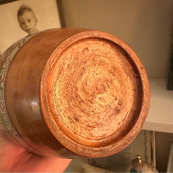 Vintage Handmade Peruvian Incan 7” Red Clay Painted Pottery Vase - Picture 4 of 8